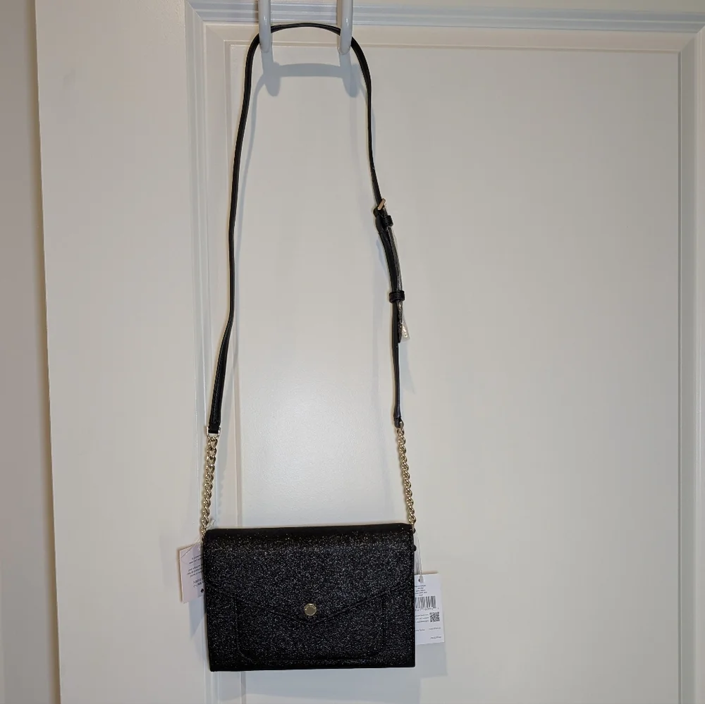 🎉 SALE 🎉 NWT Kate Spade Tinsel Flap Crossbody Convertible Clutch Glitter